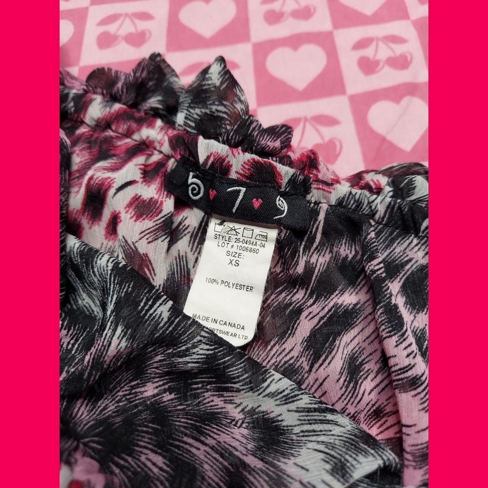 Y2K Purple Cheetah Print Off The Shoulder Ruffle Dress - Picture 2 of 2